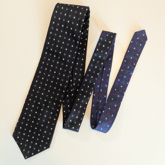 Vintage Tommy Hilfiger Black dotted Silk Tie - Made in USA - Picture 1 of 9